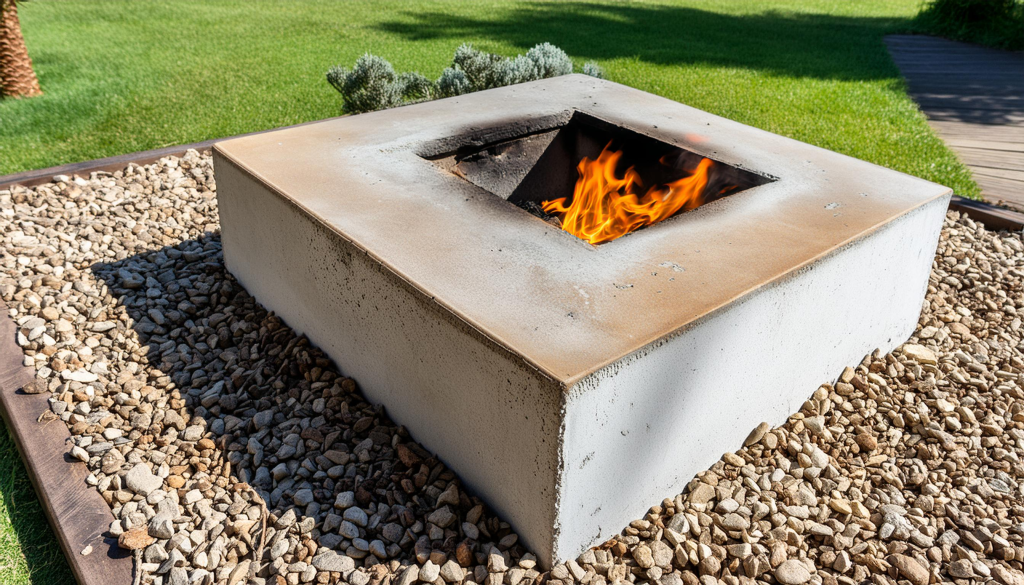 A square fire pit