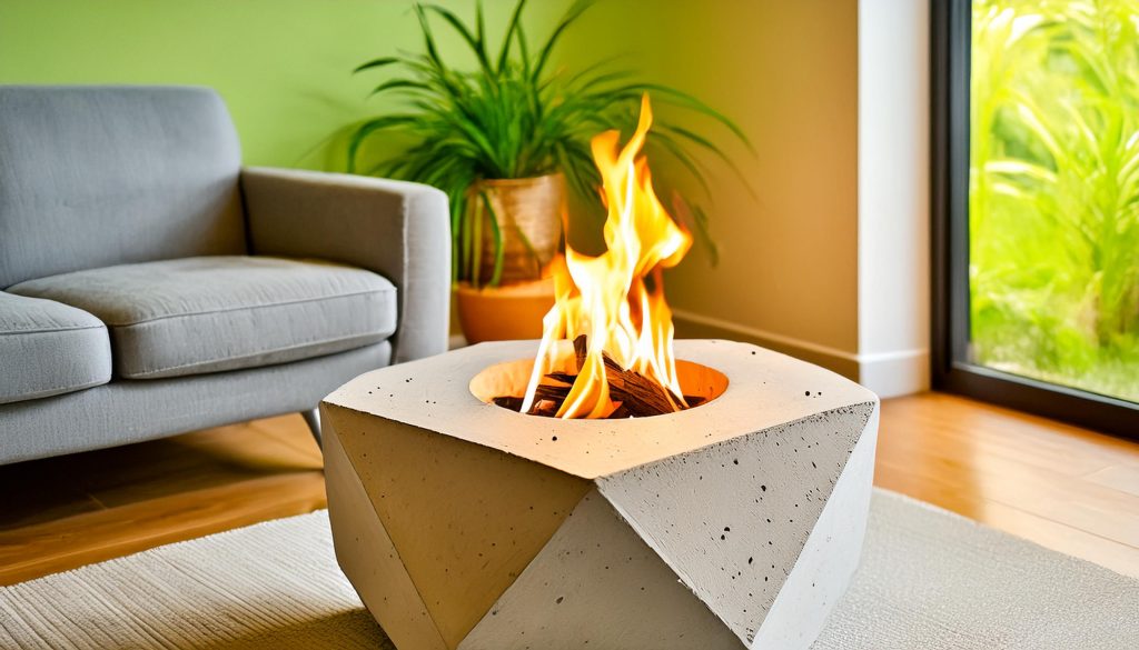 An indoor fire pit